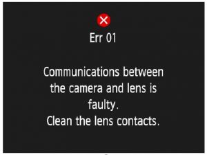 Err 01 (خطا در اتصال لنز به دوربین)