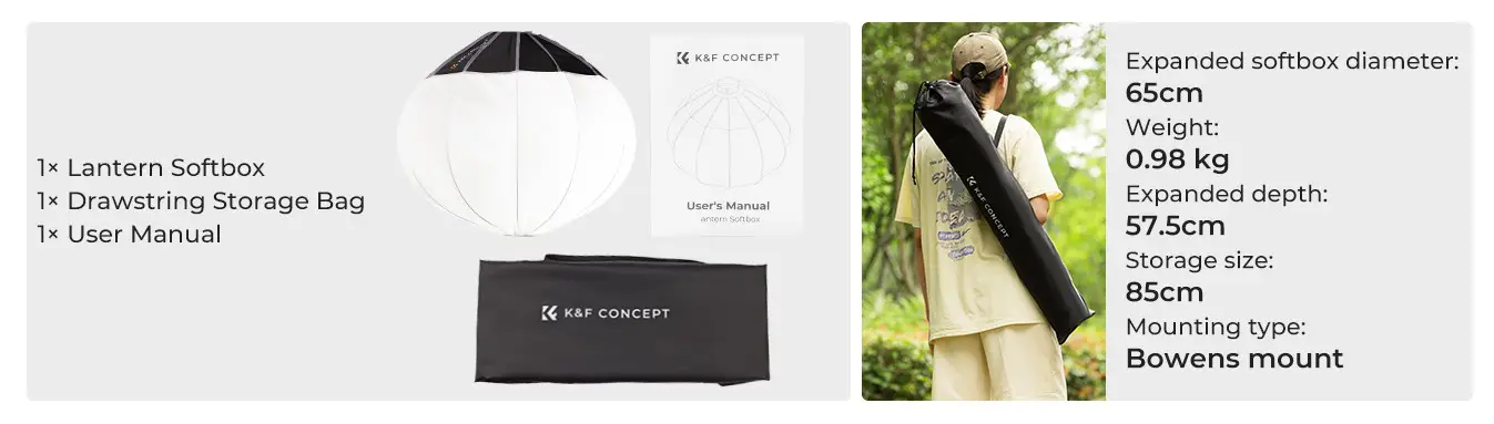 سافت باکس بالونی کی اند اف سایز K&F Softbox Lantern 65cm