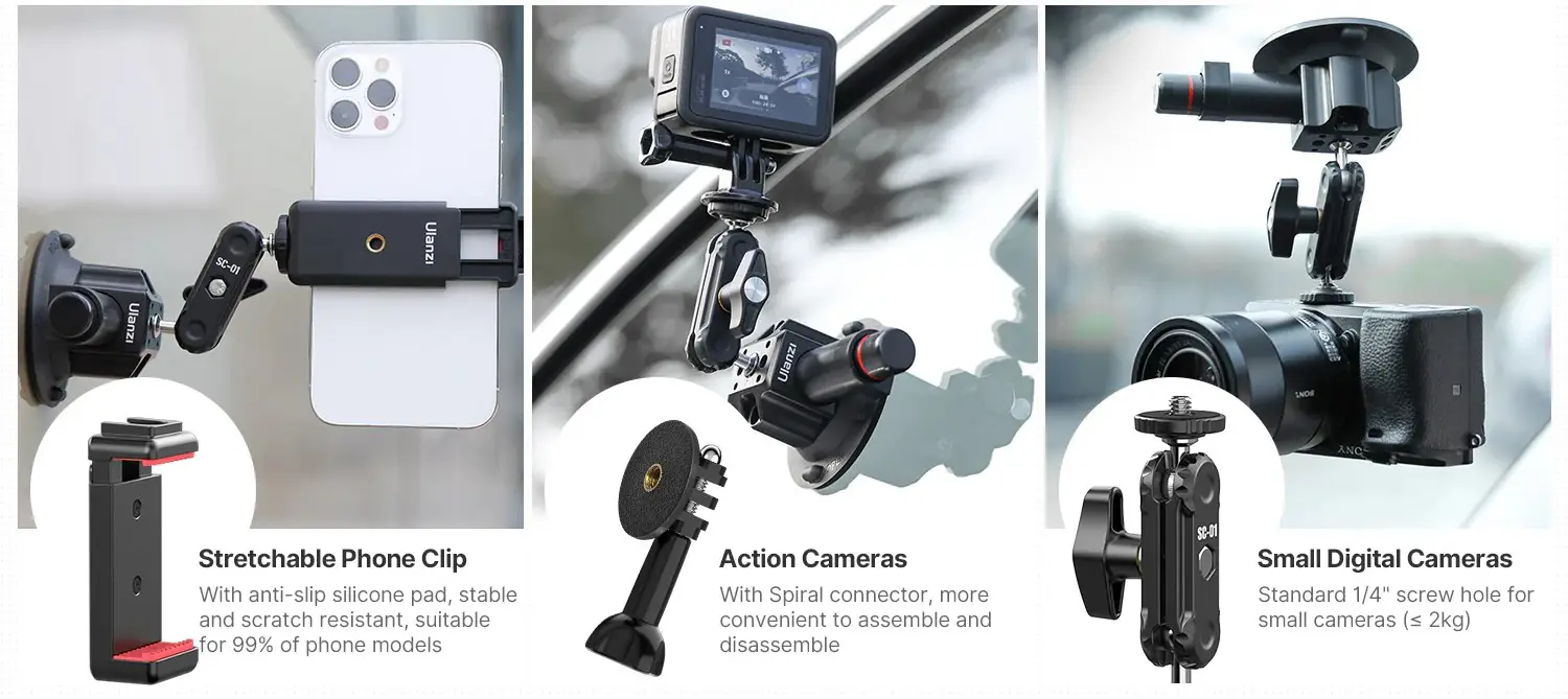 ساکشن کاپ نگهدارنده موبایل دوربین ورزشی اولانزی Ulanzi SC-01